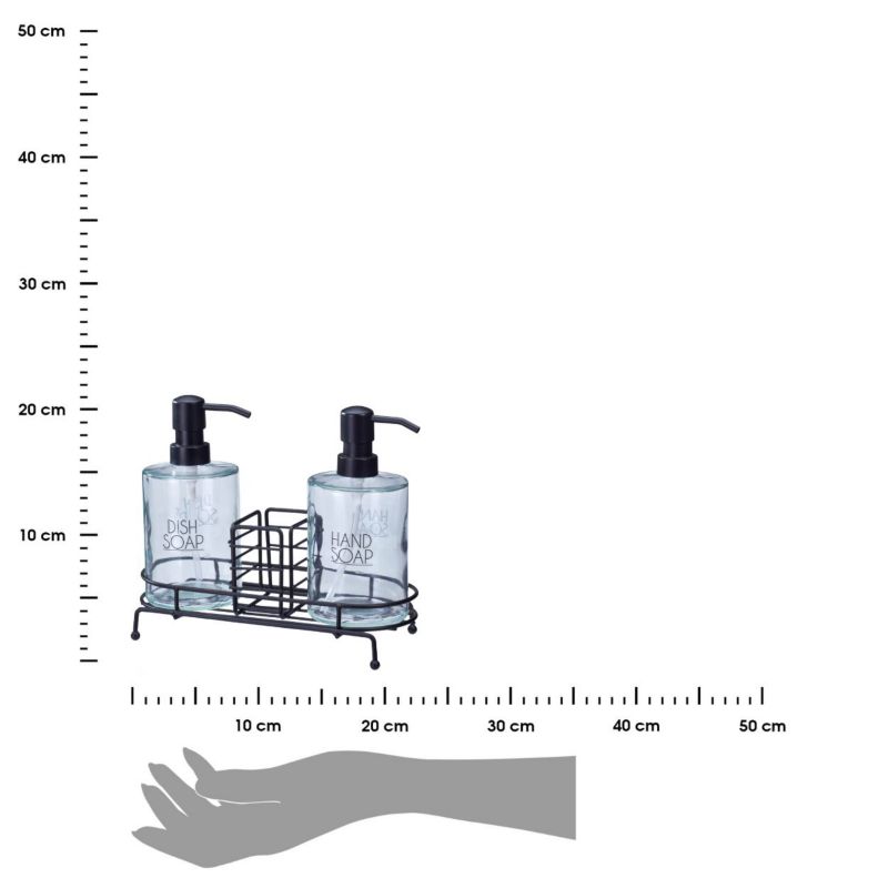 Sæbedispensersæt på Stander 2x450 ml Sort Glas og Stål