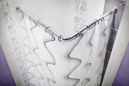 Hjørnestang til Bruseforhæng 150x200 cm Krom Aluminium
