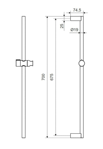Regulerbar Brusestang 70 cm Sort Mat Rustfrit Stål