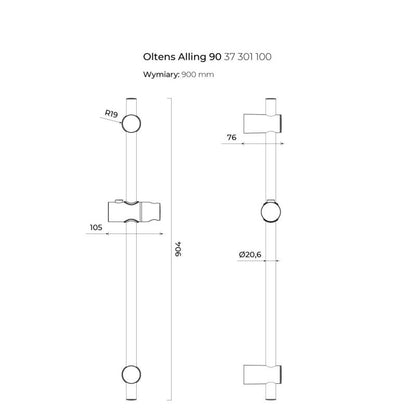Brusesæt Alling 90 cm Krom ABS med Justerbar Holder