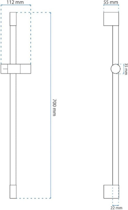 Brusesæt Stang Rea 70 cm Sort Mat Rustfrit Stål