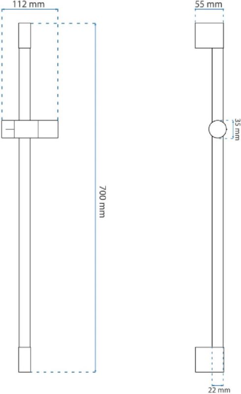 Brusesæt Stang Rea 70 cm Sort Mat Rustfrit Stål