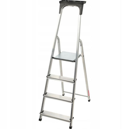 KADAX aluminiumsstige 4-trins foldbar med hylde til hjemmet, 125 kg, polsk produkt