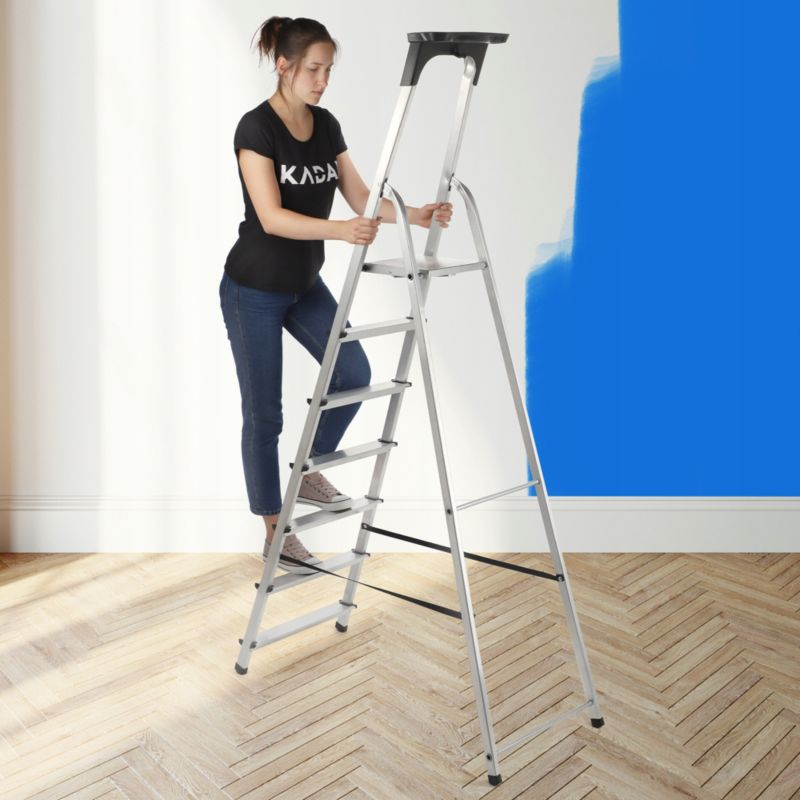 KADAX aluminiumsstige 7 trin foldbar med hylde til hjemmet 125 kg - Polsk produkt