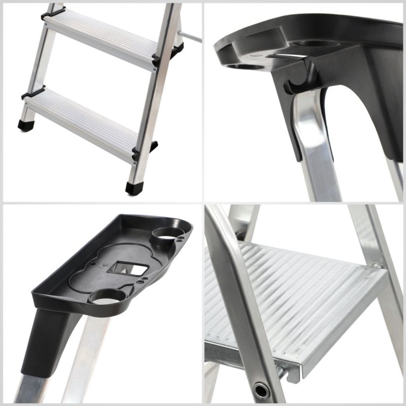 KADAX aluminiumsstige 7 trin foldbar med hylde til hjemmet 125 kg - Polsk produkt