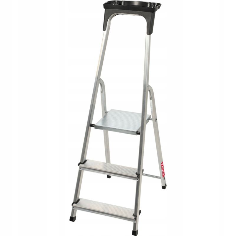 KADAX aluminiumsstige til hjemmet, 3 trin, foldbar med hylde, 125 kg, polsk produkt