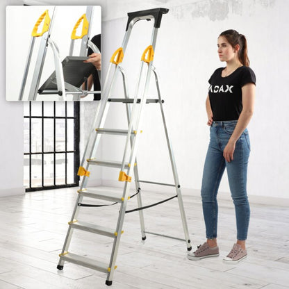 KADAX aluminiumsramme 6-trins foldbar husstige med gelændere - polsk produkt