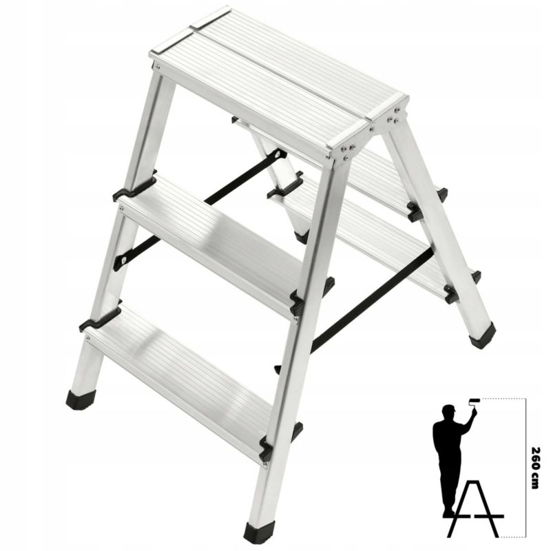 KADAX aluminiumsramme sammenklappelig 3-trins husstandsstige med platform 125 kg - Polsk produkt