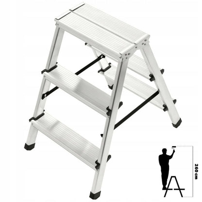 KADAX aluminiumsramme sammenklappelig 3-trins husstandsstige med platform 125 kg - Polsk produkt