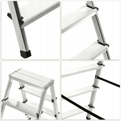 KADAX aluminiumsramme sammenklappelig 3-trins husstandsstige med platform 125 kg - Polsk produkt