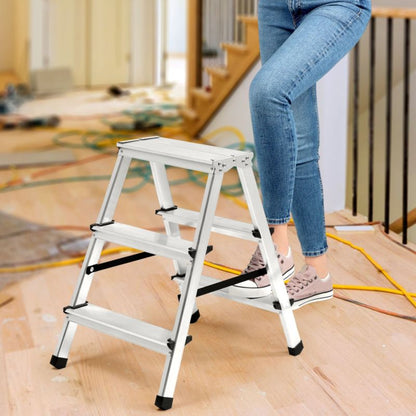 KADAX aluminiumsramme sammenklappelig 3-trins husstandsstige med platform 125 kg - Polsk produkt
