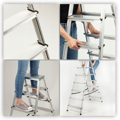KADAX aluminiumsramme foldbar 7-trins husstige, stærk, 125 kg, polsk produkt