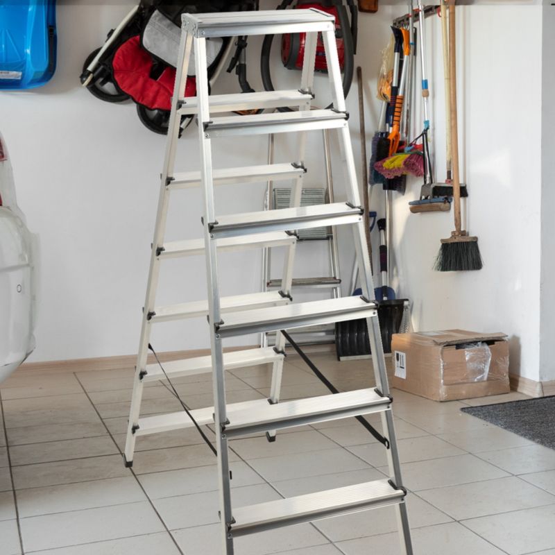KADAX aluminiumsramme foldbar 7-trins husstige, stærk, 125 kg, polsk produkt