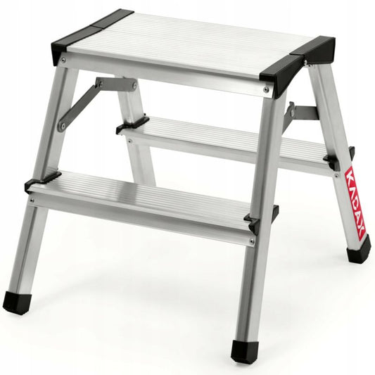 KADAX aluminiumsramme foldbar husholdningsstige med 2 trin og platform, 125 kg, polsk produkt