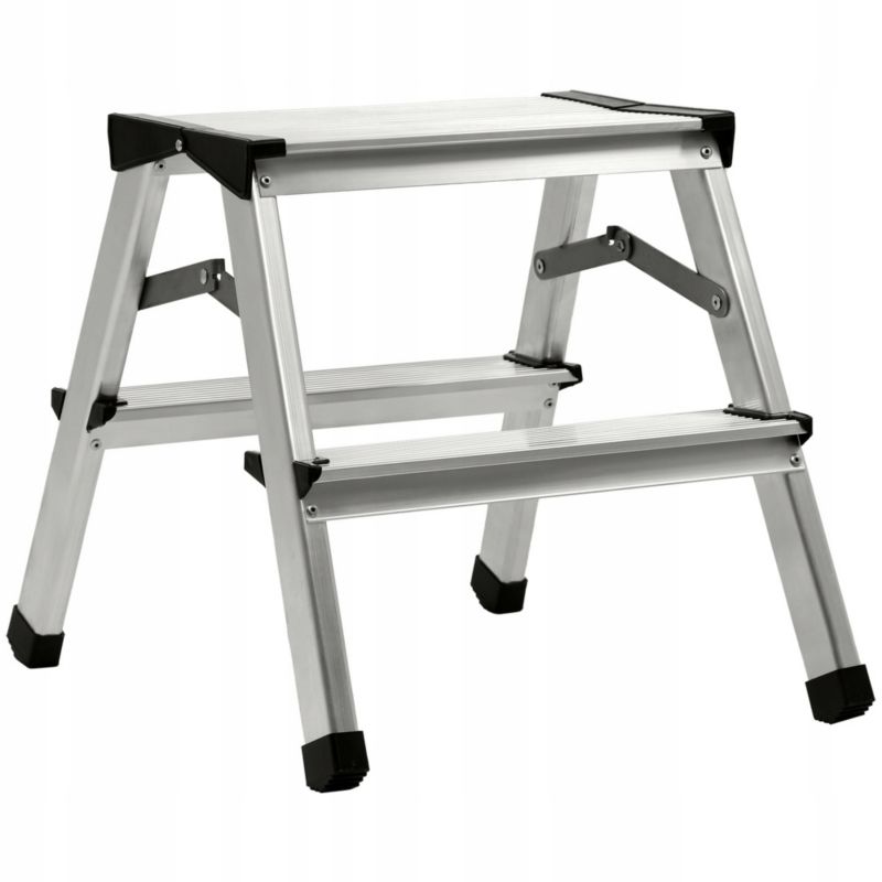 KADAX aluminiumsramme foldbar husholdningsstige med 2 trin og platform, 125 kg, polsk produkt