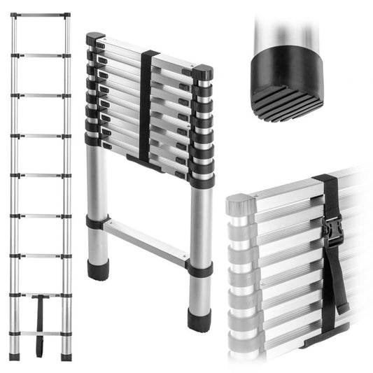 KADAX teleskopisk aluminiumsstige HOME 2,6 m med 9 trin, 1 stk.