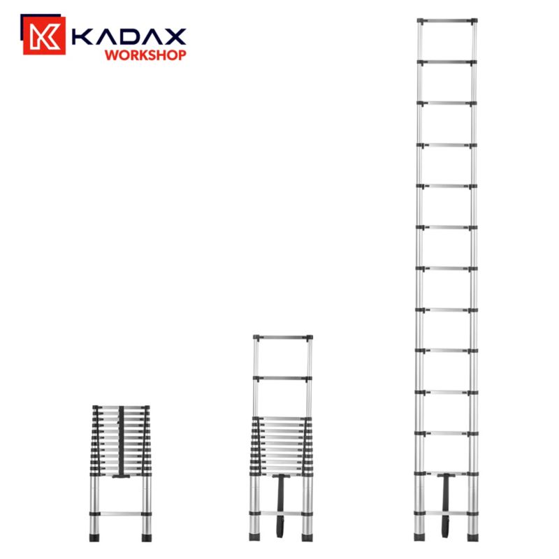 KADAX teleskopisk aluminiumsstige HOME 3,8 m med 13 trin, 1 stk.