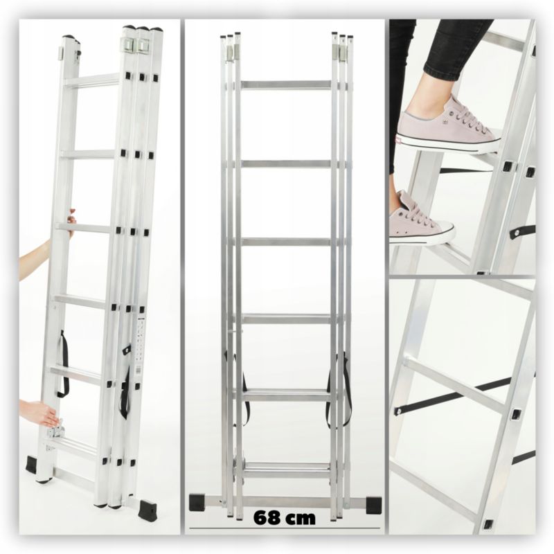 KADAX multifunktionel aluminiumsstige 3x6 universal stærk 150 kg + krog