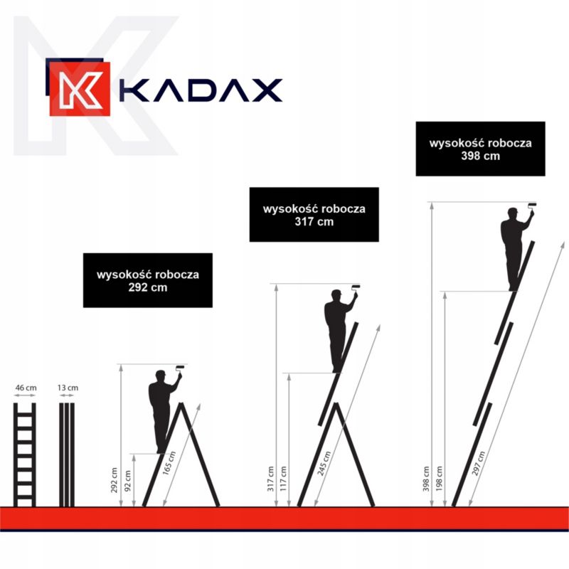 KADAX multifunktionel aluminiumsstige 3x6 universal stærk 150 kg + krog