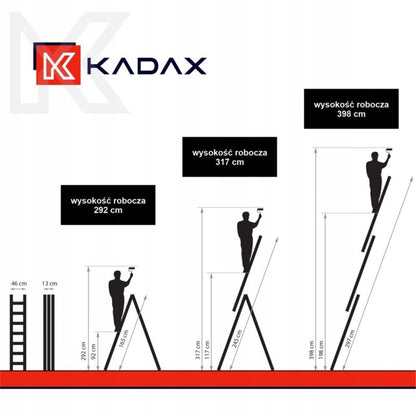 KADAX multifunktionel aluminiumsstige 3x6 universal stærk 150 kg + krog