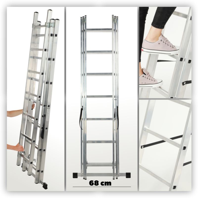 KADAX multifunktionel aluminiumsstige 3x7 robust 150 kg krog Polsk produkt