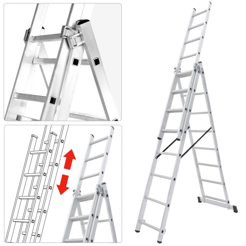 KADAX multifunktionel aluminiumsstige 3x7 robust 150 kg krog Polsk produkt