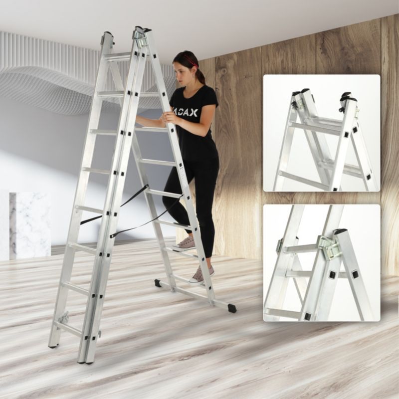 KADAX multifunktionel aluminiumsstige 3x8 robust 150 kg krog polsk produkt