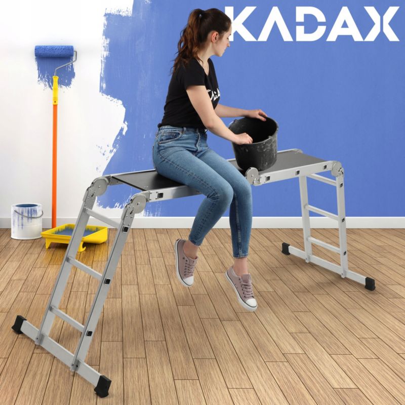 KADAX multifunktionel aluminiumsledestige 4x3 robust + arbejdsplatform 150 kg
