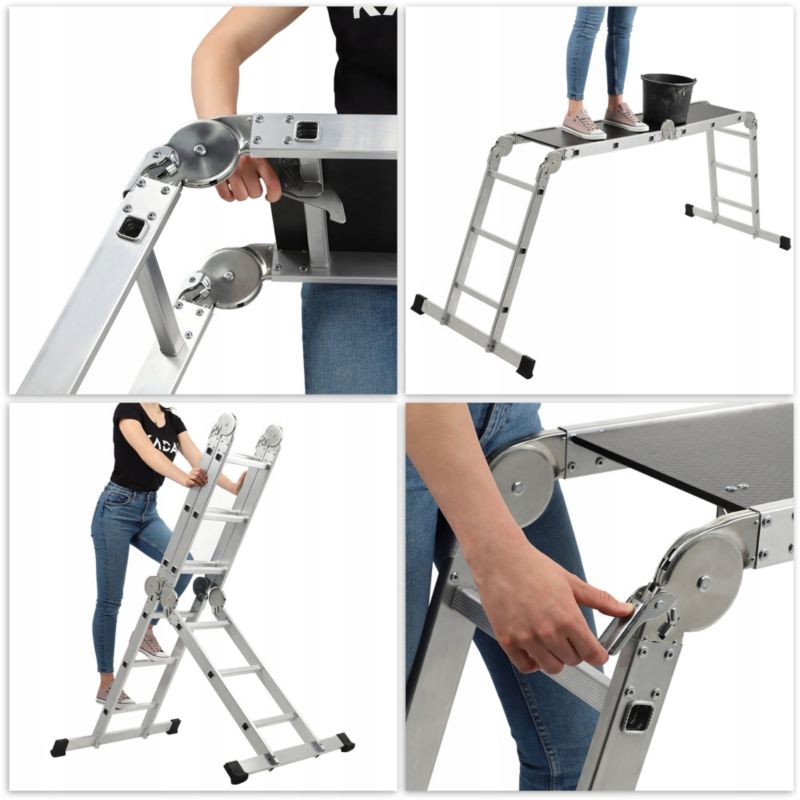 KADAX multifunktionel aluminiumsledestige 4x3 robust + arbejdsplatform 150 kg