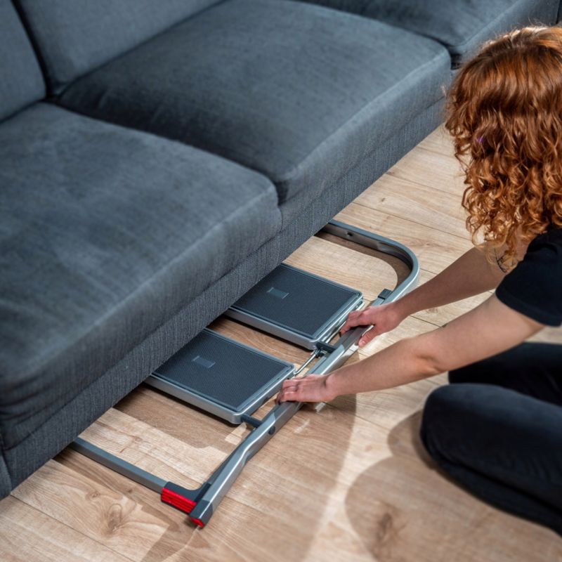 KADAX stålstige med 2 trin, foldbar, 150 kg belastning, praktisk til hjemmet