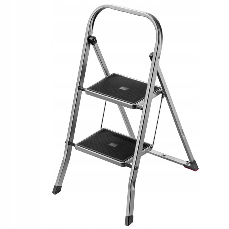 KADAX stålstige med 2 trin, foldbar, 150 kg belastning, praktisk til hjemmet