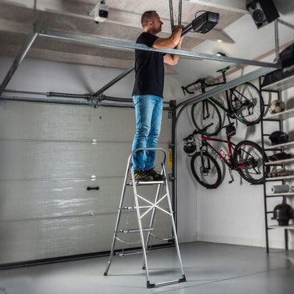 KADAX stålstige med 4 trin, foldbar, 150 kg belastning, til hjemmebrug