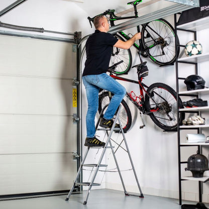 KADAX stålstige med 4 trin, foldbar, 150 kg belastning, til hjemmebrug