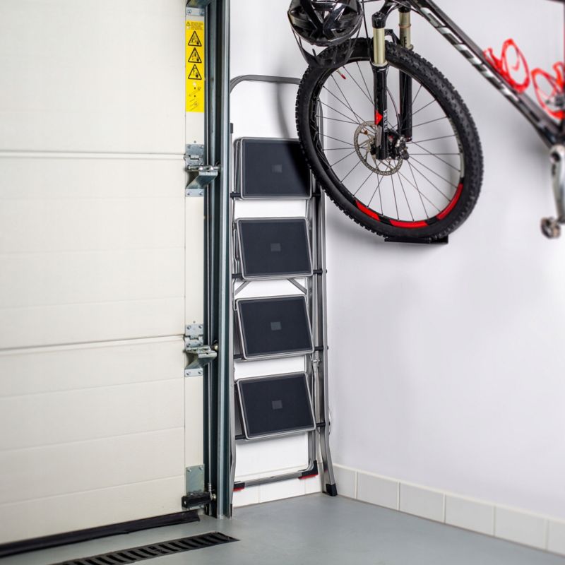 KADAX stålstige med 4 trin, foldbar, 150 kg belastning, til hjemmebrug