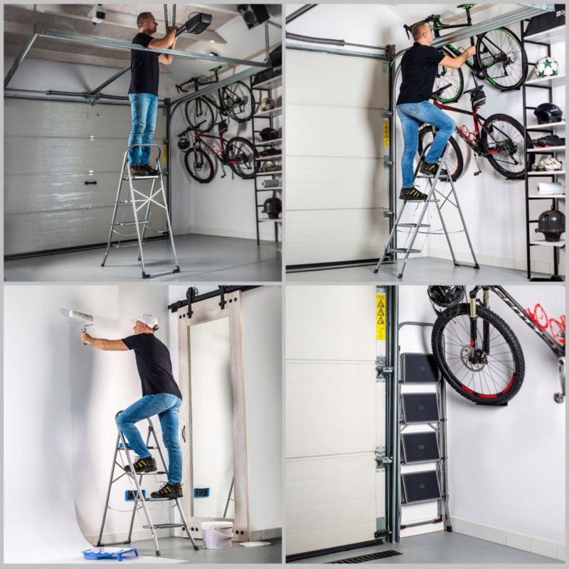 KADAX stålstige med 4 trin, foldbar, 150 kg belastning, til hjemmebrug