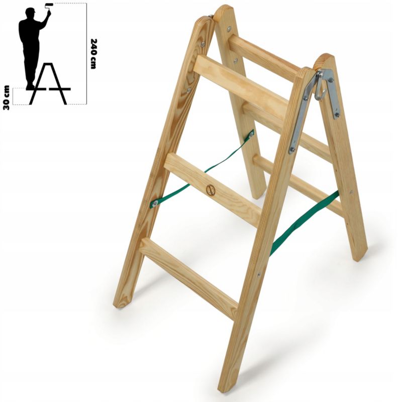 KADAX træstige til malerarbejde, udfoldelig, 2x3 trin, dobbeltsidet, 150 kg