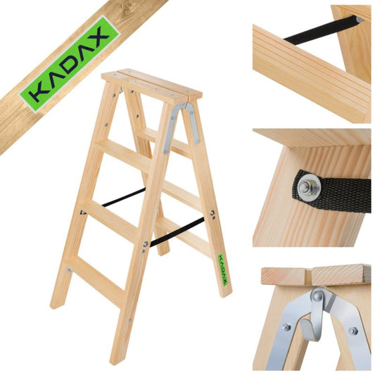 KADAX malerladders i træ, foldbar, tosidet, 2x4 trin