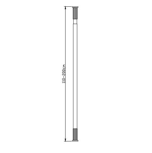 Bruserstang 110-200 cm Sort Aluminium Twist & Lock