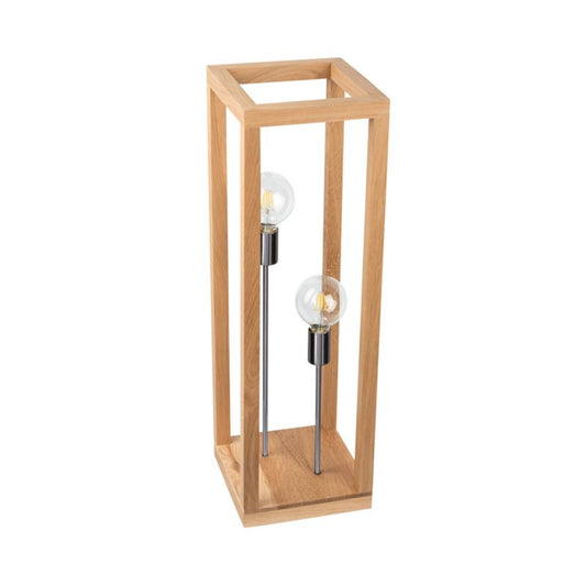 Trægulvlampe 2xE27 Max. 60W Olieret FSC-eg med kromdetaljer, polsk producent, 1 stk.