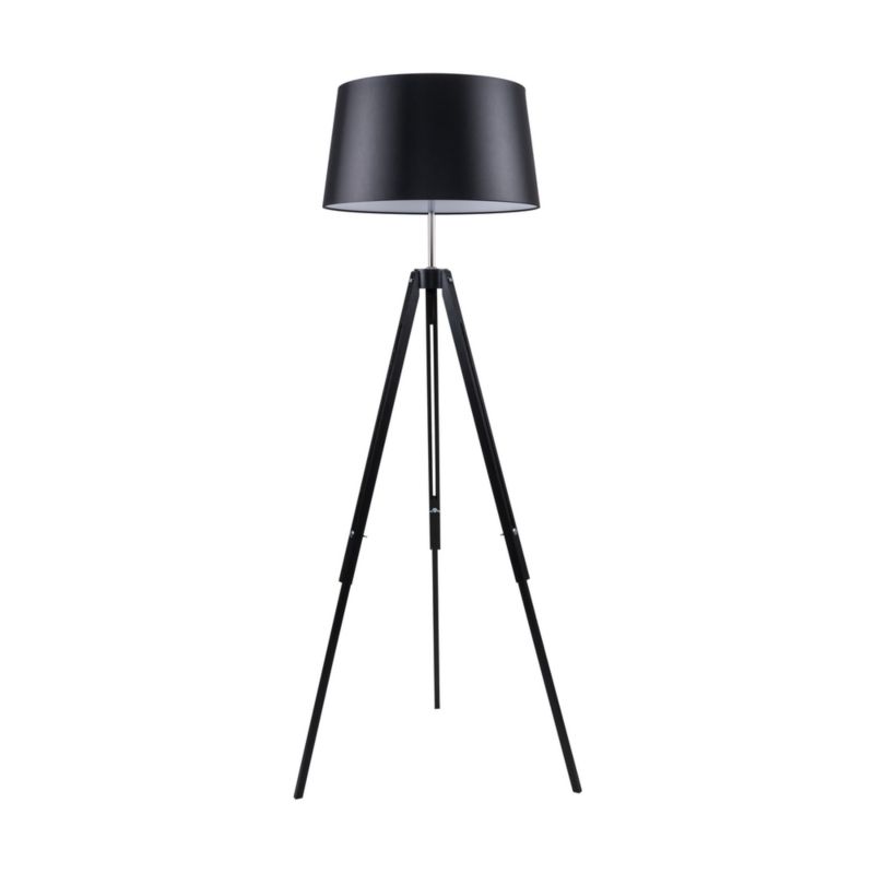 Trægulvlampe SPOT Light 1xE27 60W i sort FSC-bøg med sort tekstil, polsk producent, 1 stk.