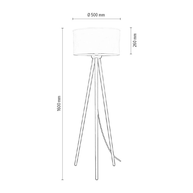 Gulvlampe i træ SPOT Light 1xE27 60W FSC-certificeret brun fyrretræ med hvidt stofskærm, polsk producent, 1 stk.