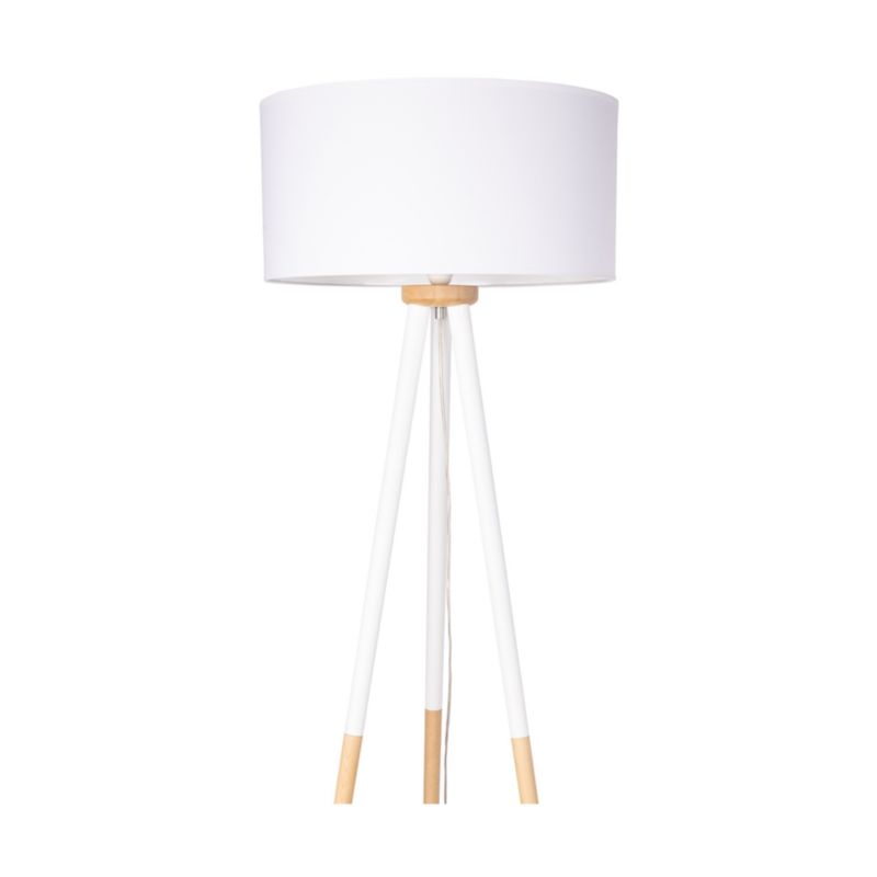 Trægulvlampe SPOT Light 1xE27 60W Naturlig FSC-birk med hvidt stofskærm, polsk producent, 1 stk.