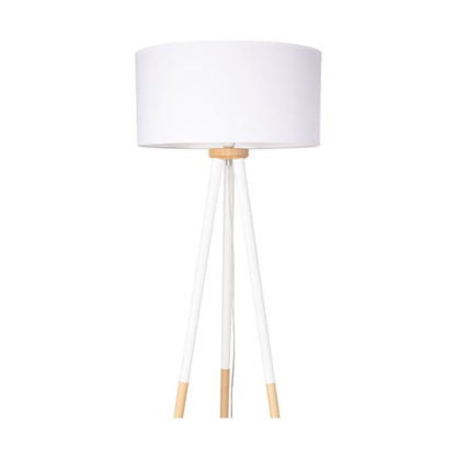 Trægulvlampe SPOT Light 1xE27 60W Naturlig FSC-birk med hvidt stofskærm, polsk producent, 1 stk.
