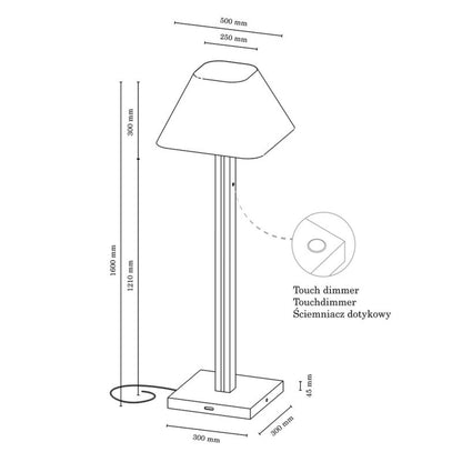 Gulvlampe i træ SPOT Light 1xE27 maks. 60W, 2xLED 36W olieret FSC-eg med hvidt tekstilskærm, 1 stk.