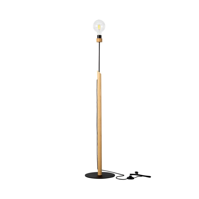 Trægulvlampe SPOT Light 1xE27 Max. 60W Oliebejdset Eg FSC med Sorte Accenter, Polsk Producent, 1 stk.