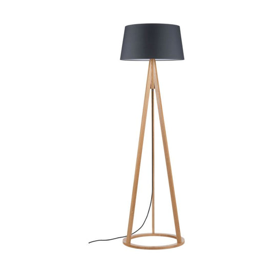 Trægulvlampe SPOT Light 1xE27 Max. 60W Olieret Eg FSC med Antracitfarvet Stof - Dansk Produceret 1 stk.