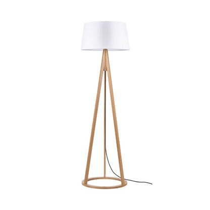 Trægulvlampe SPOT Light 1xE27 Maks. 60W Olieret Eg FSC med Hvidt Tekstilskaerm, Polsk Producent, 1 stk.