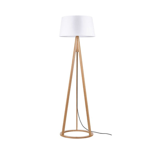 Trægulvlampe SPOT Light 1xE27 Maks. 60W Olieret Eg FSC med Hvidt Tekstilskaerm, Polsk Producent, 1 stk.