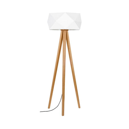 Gulvlampe i træ SPOT Light 1xE27 maks. 60W olieret eg FSC med hvidt stofskærm, polsk producent, 1 stk.