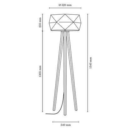 Træ-gulvlampe SPOT Light 1xE27 Maks. 60W Olieret Eg FSC med Sort Stofskærm, Polsk Producent, 1 stk.